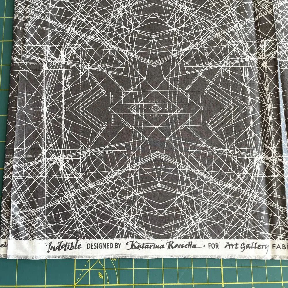 Indelible Grey White Spirodrafts Carbon 1.25 Yards Katarina Roccella